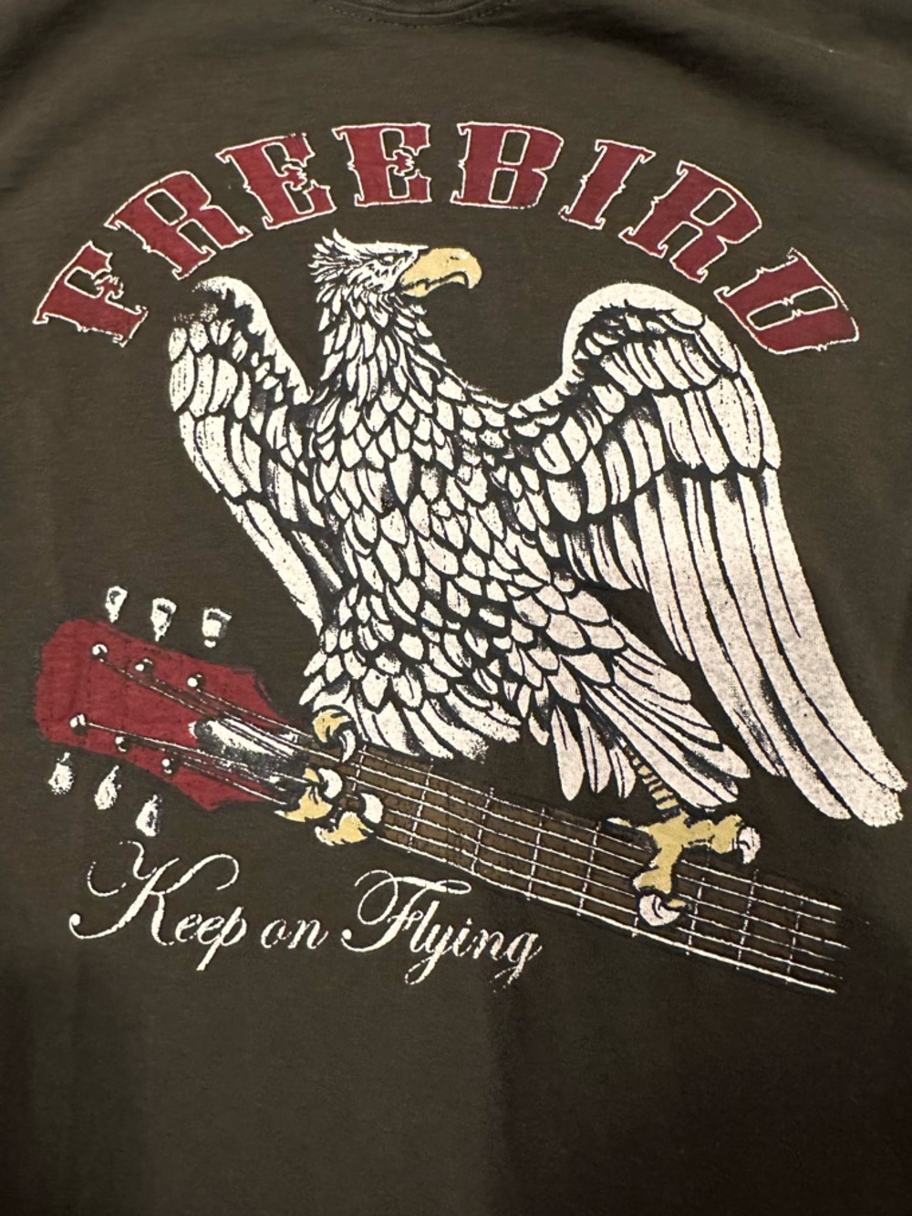 Freebird Graphic Tee - Black with White & Red Eagle - Picture 2 of 7